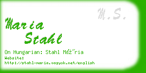 maria stahl business card